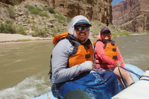 Covering up with sun shirts in the Grand Canyon.