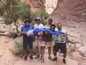 Group having fun in the canyon.