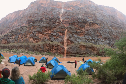Pour-over waterfall in Grand Canyon