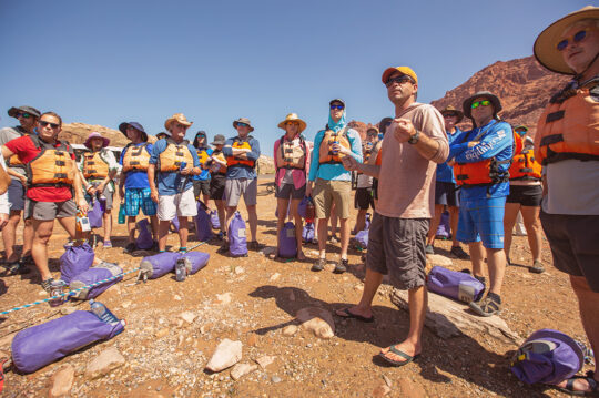 River guide giving orientation.