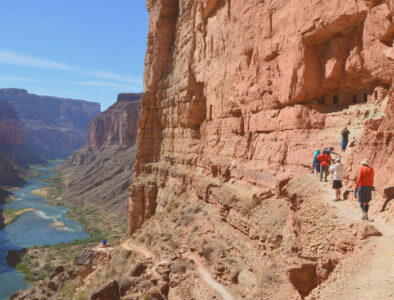 Hikers at ancestral sight