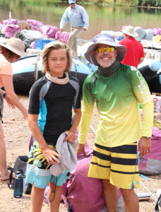 Guests wearing river clothes