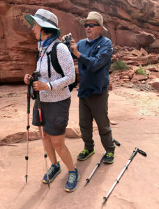 Guests wearing hiking clothes.