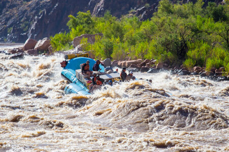 Motor boat in Hermit rapid
