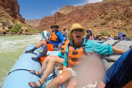 Smiling during a rapid in the Grand Canyon