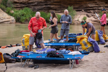 Camp setup with cots