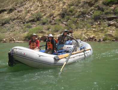 Oar boat in flat water