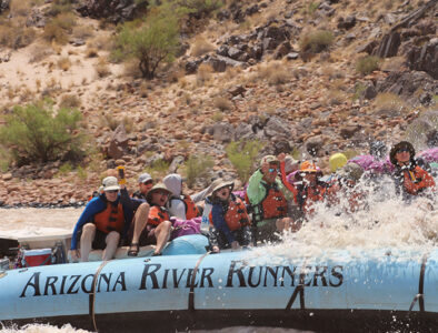 Motor boat in a rapid