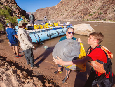 Unloading motor boat