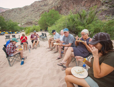 Eating dinner in the Grand Canyon
