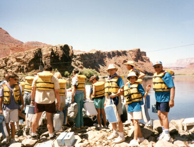 Boarding a motor boat at lees ferry