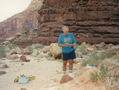 Standing in Grand Canyon camp
