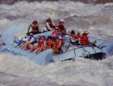 Arizona River Runners motor boat in Lava Falls rapid