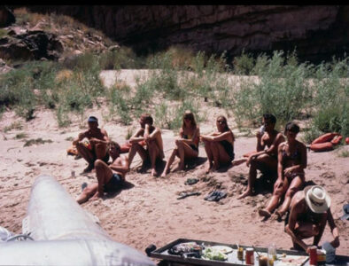 Sitting in a Grand Canyon camp