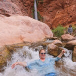 Blind person in a waterfall